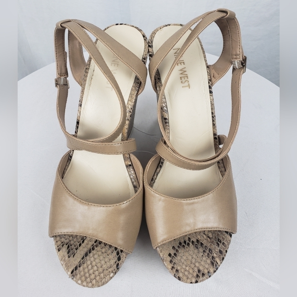 Nine West Nude Rockitdo Python Print Strappy Faux… - image 1